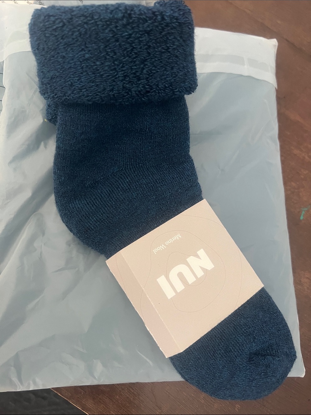 NWT NUI Organics Merino Wool Lounge Socks Deep Sea Navy 4-6Y